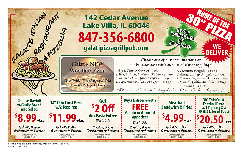 Mar Money Mailer Galati's Italian Restaurant & Pizzeria